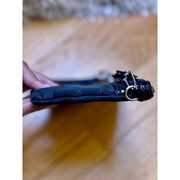 Coach Poppy Signature Monogram Wristlet Clutch Purse Wallet Silver Black Brown - Picture 15 of 16